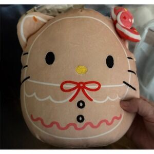 Squishmallows Hello Kitty Gingerbread Cookie Kids 10 Inch Tan Excellent Holiday